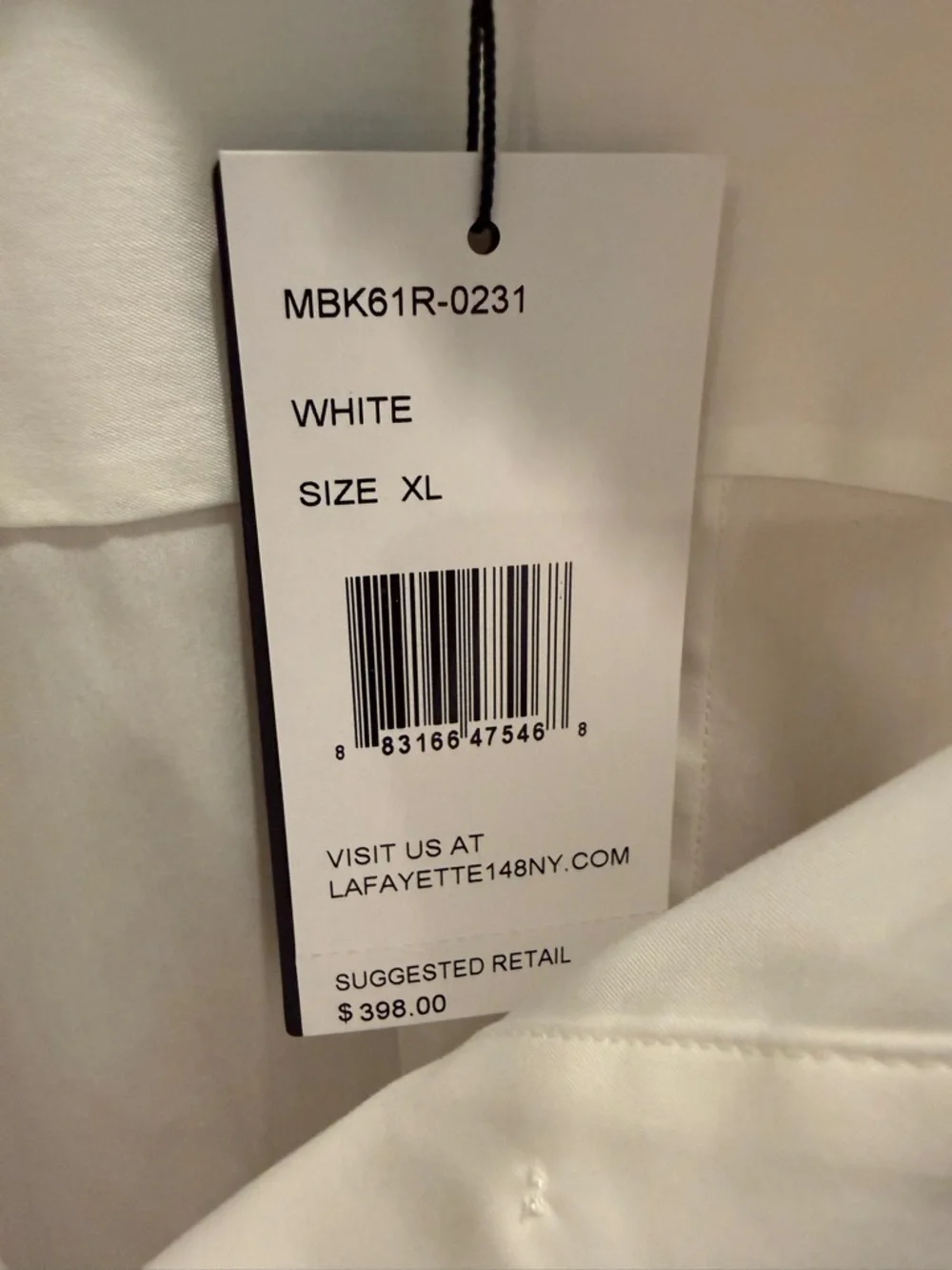 Lafayette 148 New York White Button-Front Long Sleeve Blouse - Picture 4 of 4